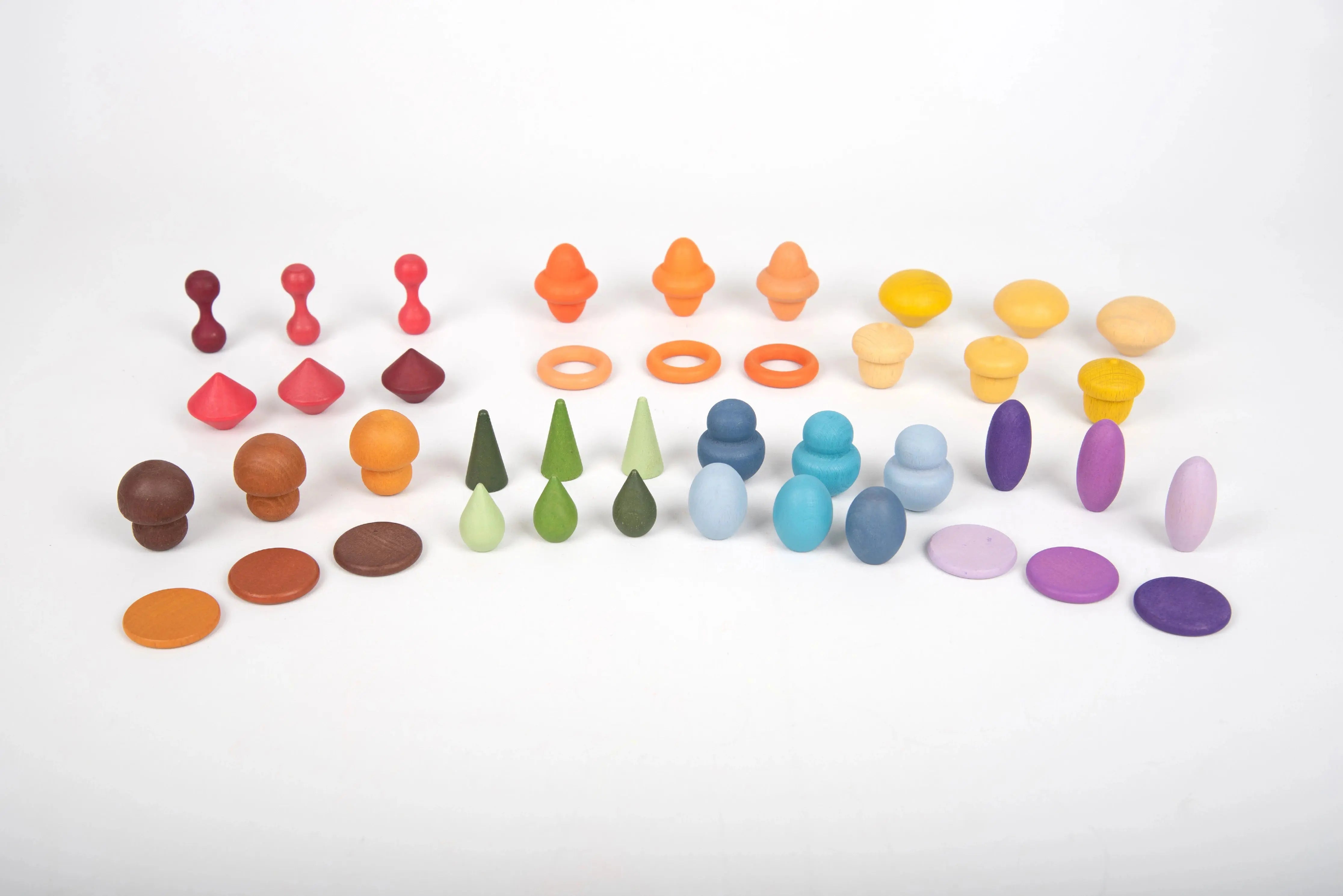 TickIt Wooden Treasures Barevné dřevěné tvary pro matematické vzory a počítání