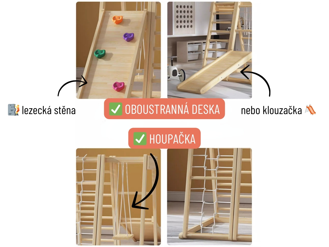 Dětské hřiště do pokoje se žebřinami a lezeckou sítí