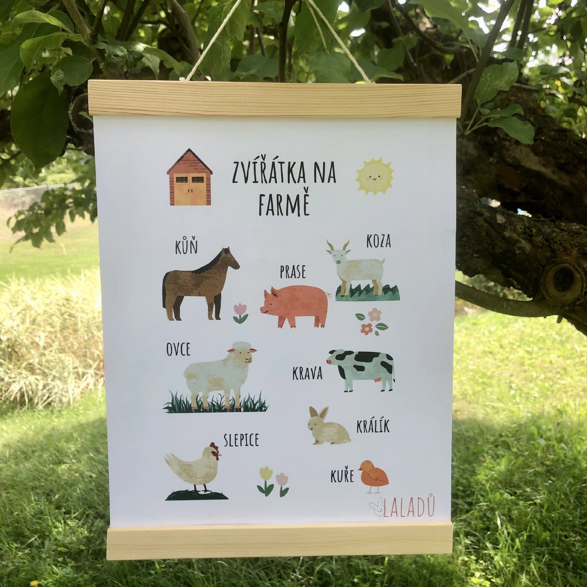 Dětský plakát Zvířátka na farmě s obrázky hospodářských zvířat