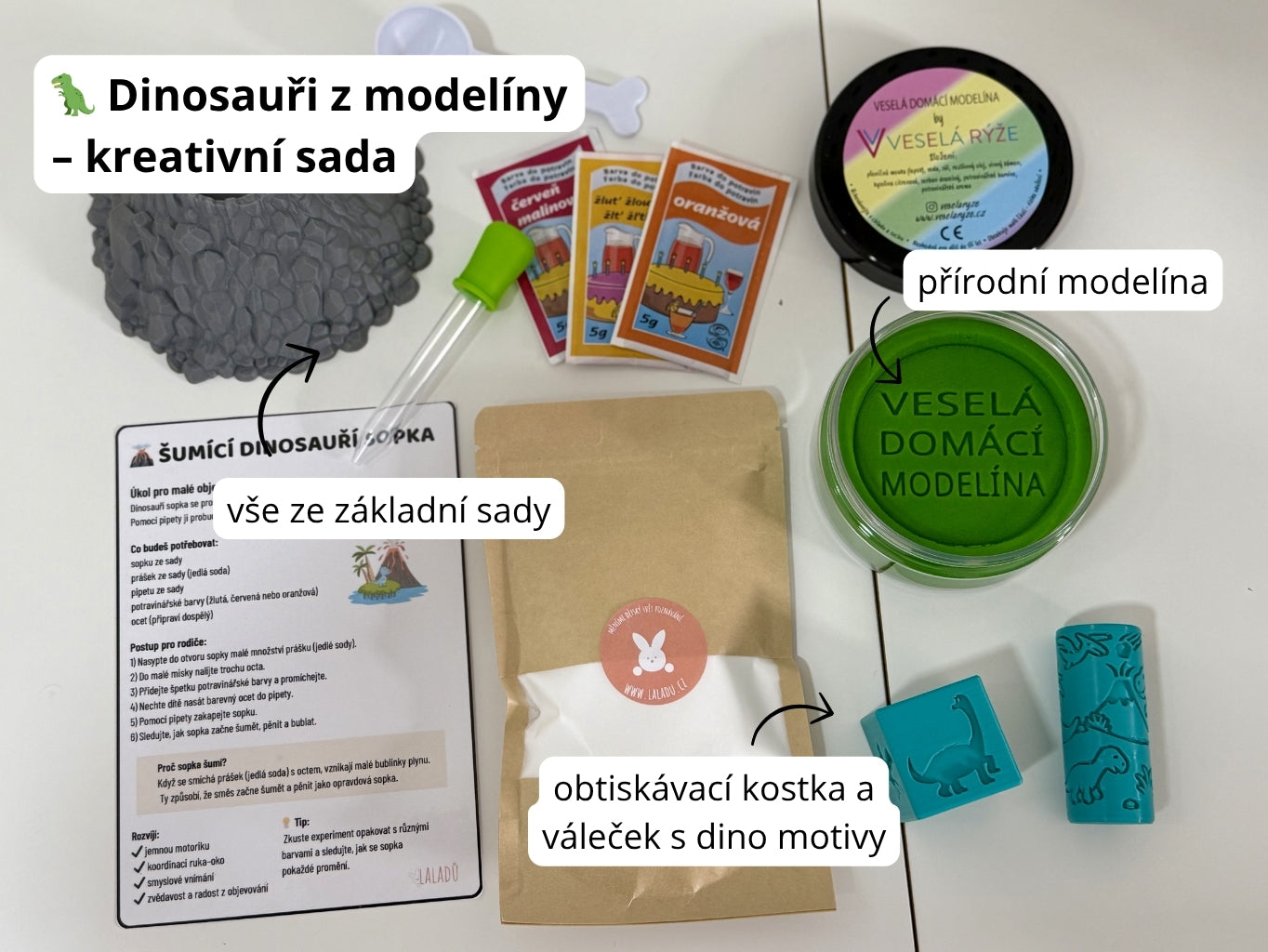 Kreativní dinosauří sada s modelínou a obtiskávacími válečky