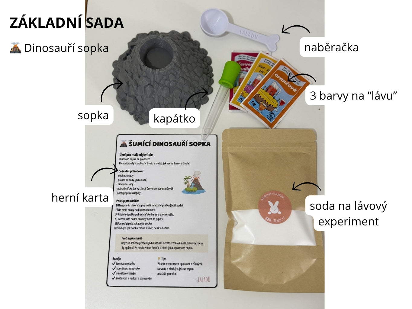 Základní smyslová sada Dinosauří sopka – experimentální sada pro děti