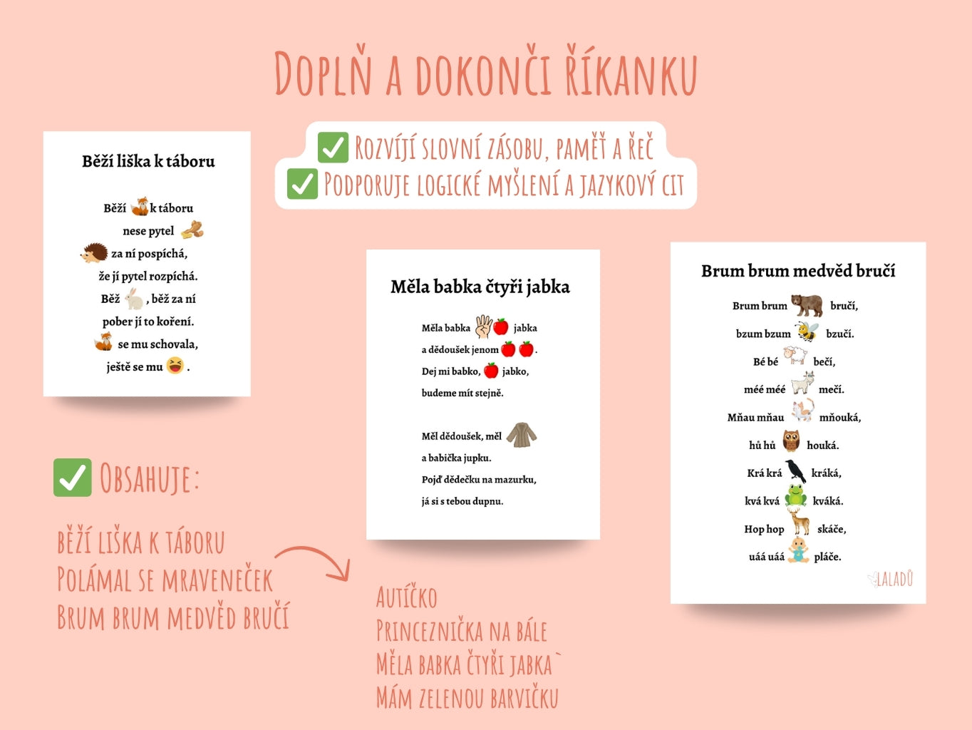 Doplňovací říkanky pro děti – zábavné procvičování slovní zásoby
