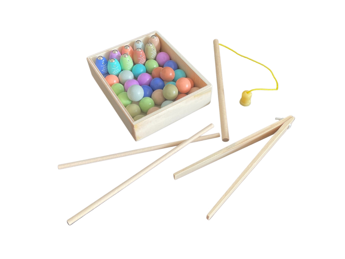 Montessori hra pro děti – rybolov s udičkou a pinzetou