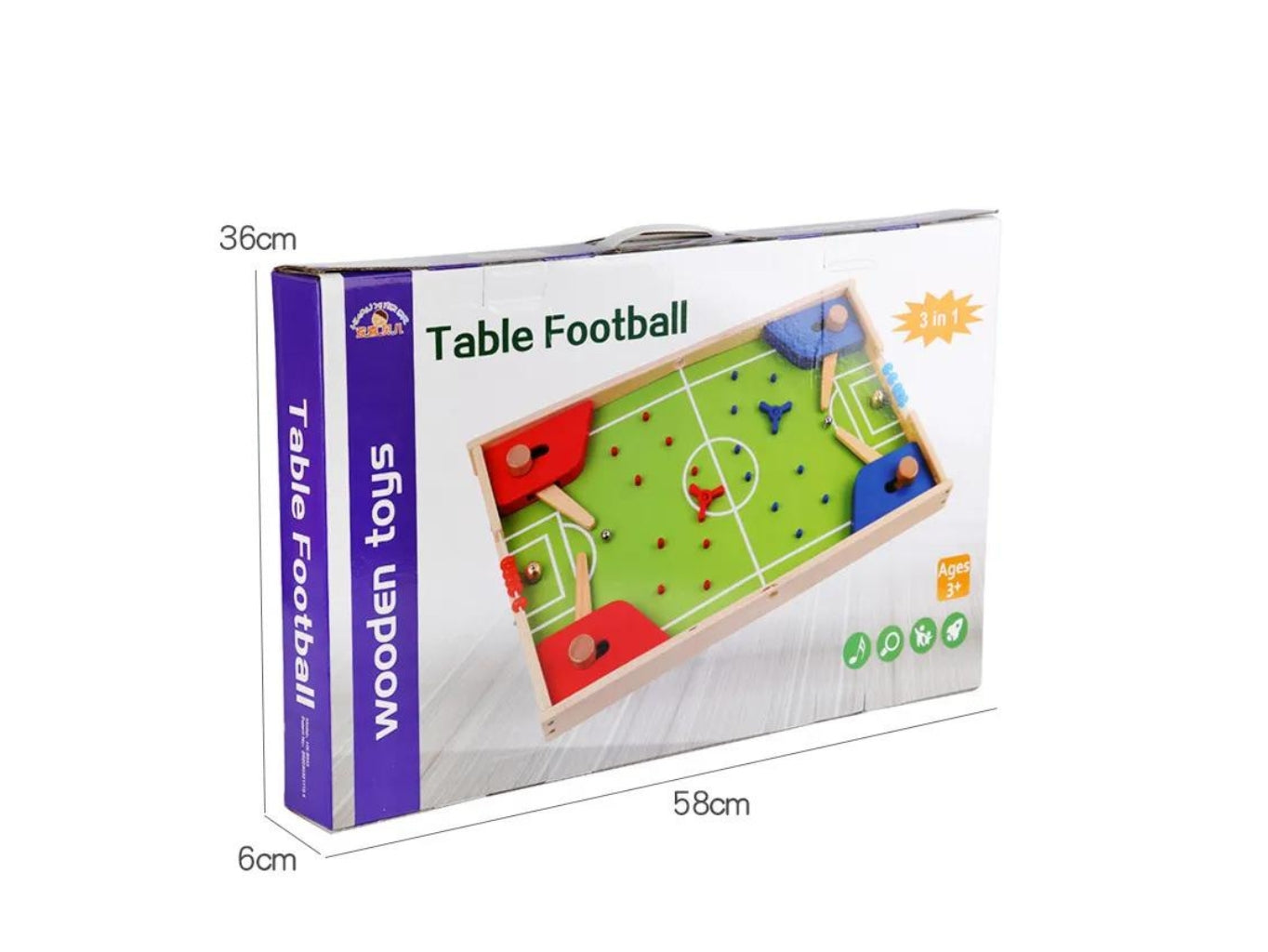 Dřevěný stolní fotbálek a deskové hry 3v1 pro rodinnou zábavu