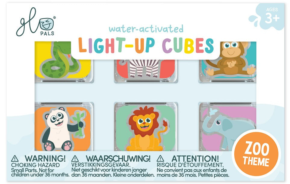 Svítící senzorické kostky Glo Pals Zoo zvířátka – kompletní sada 6 ks