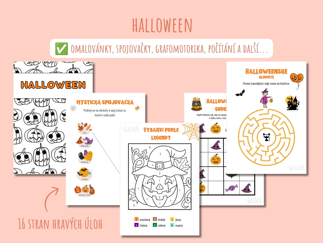 Halloweenské omalovánky, bludiště a úkoly pro děti