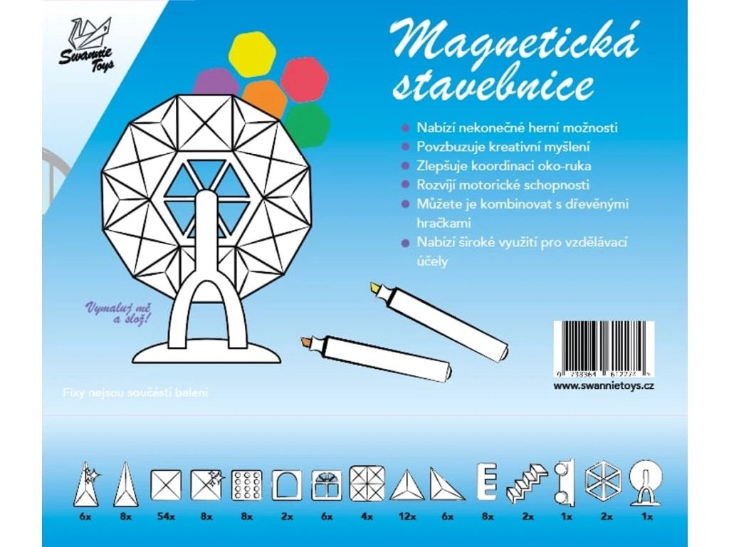 Velký set magnetické stavebnice Lunapark – 128 dílků