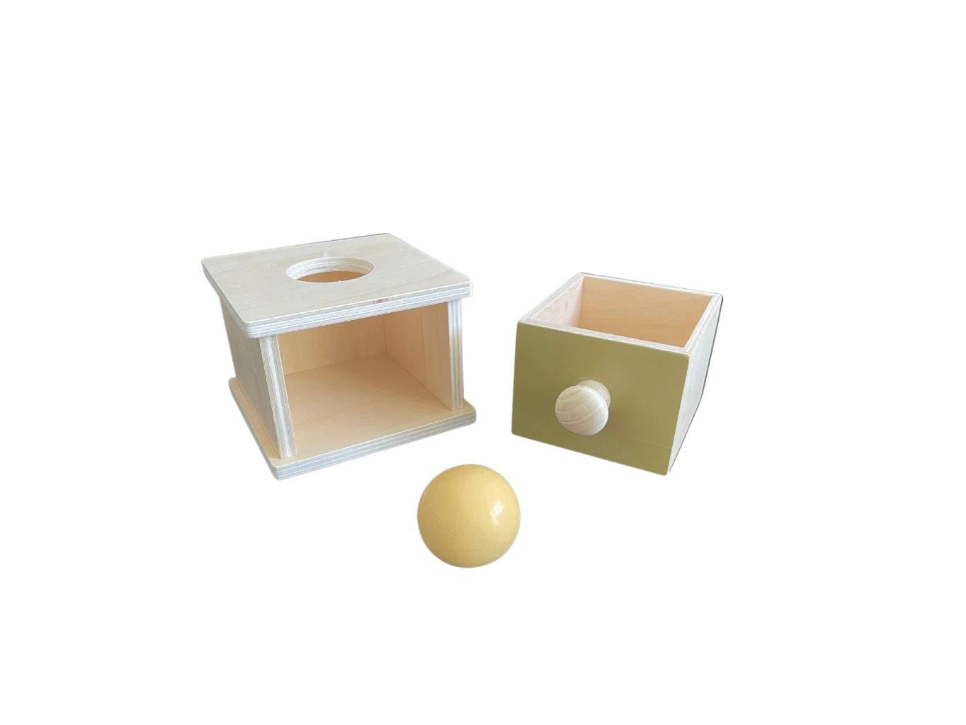 Vkládací Montessori box s míčkem – vzdělávací hračka pro děti