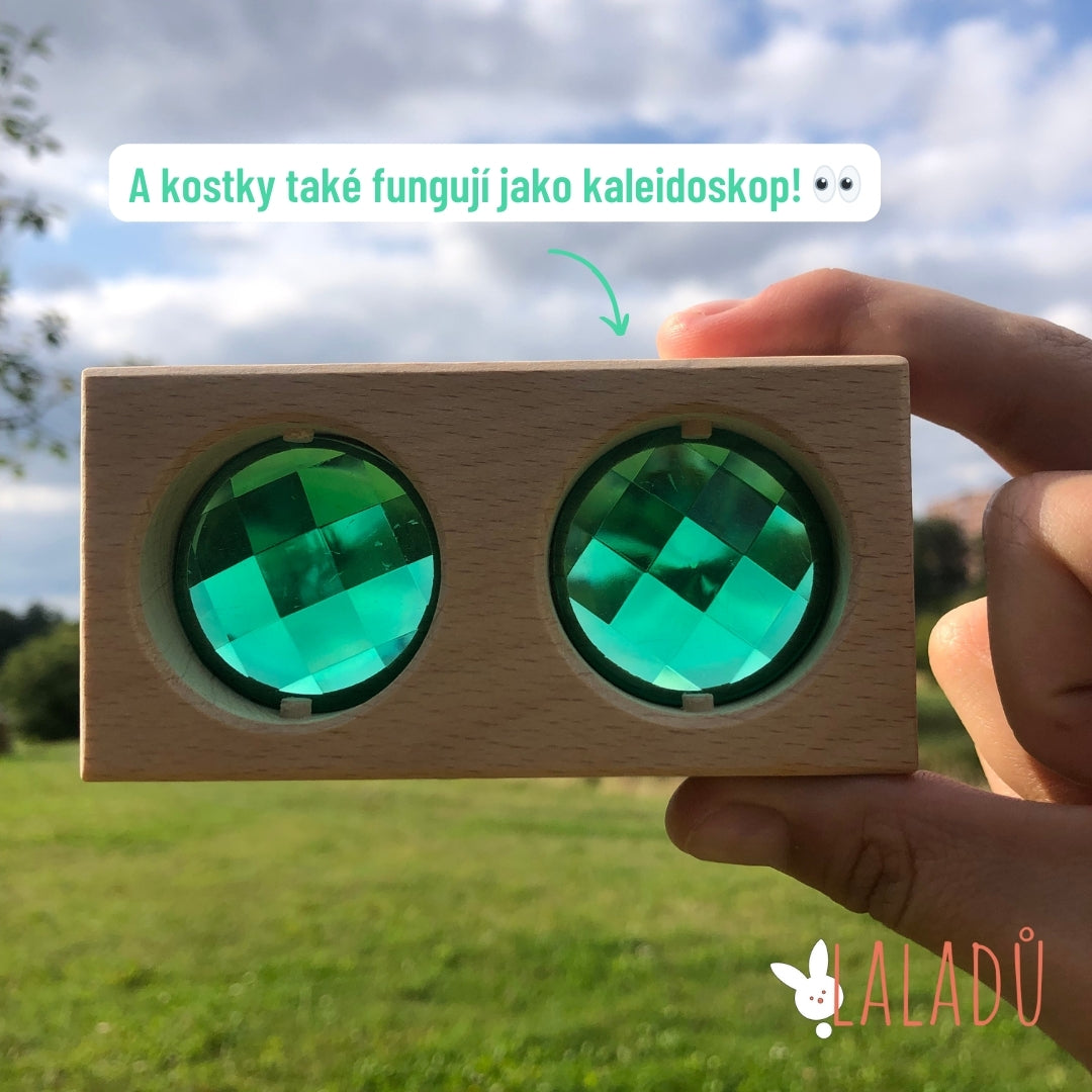 Montessori smyslové kostky – průhledné kameny pro děti