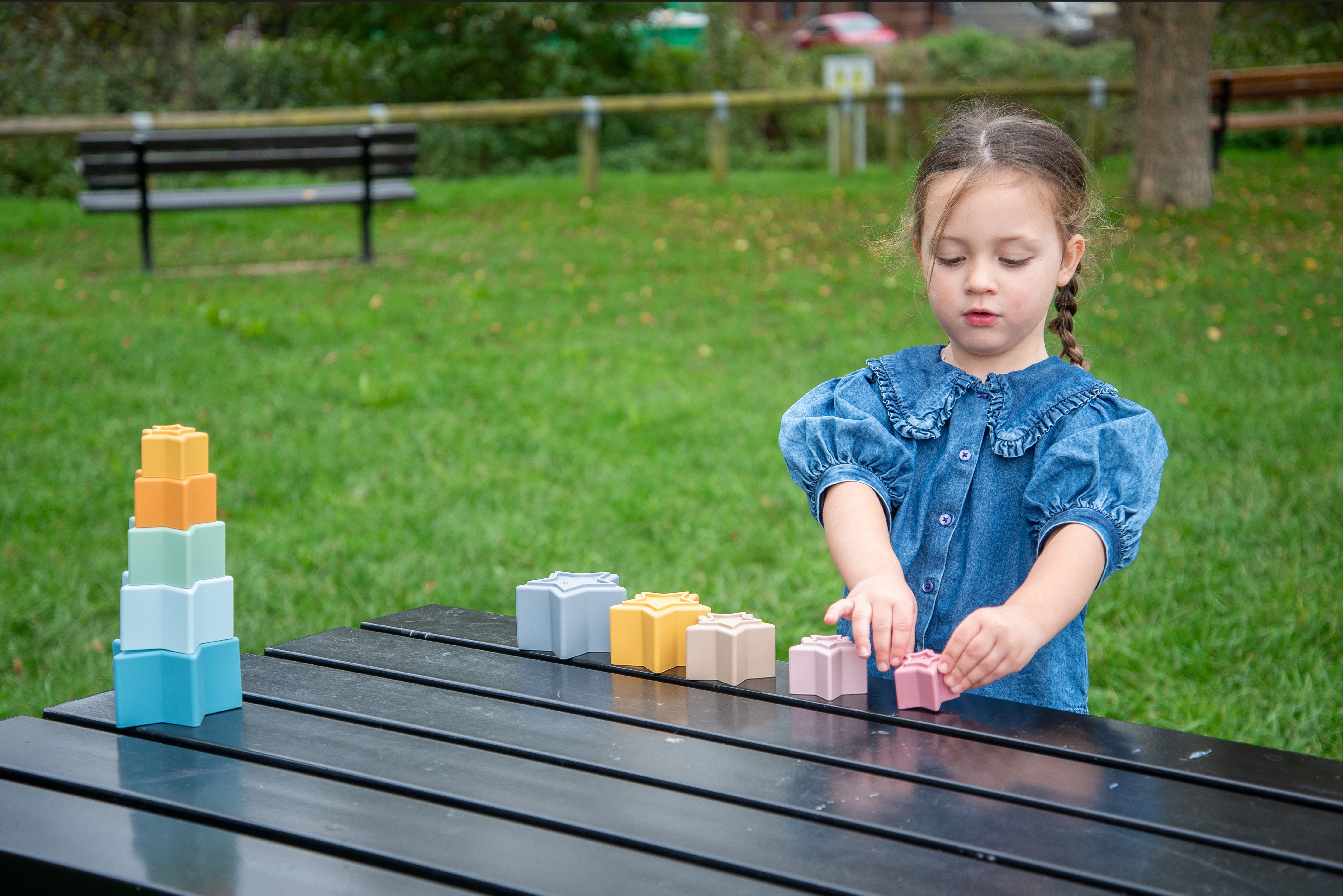 Montessori silikonové hvězdy na stohování pro děti