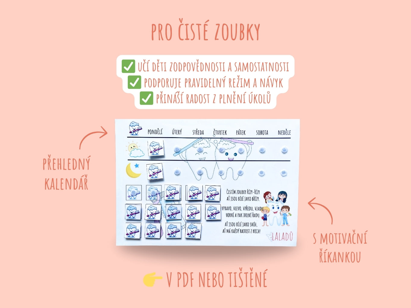 Motivační tabulka pro čištění zubů pro děti – hravé učení správné dentální hygieny