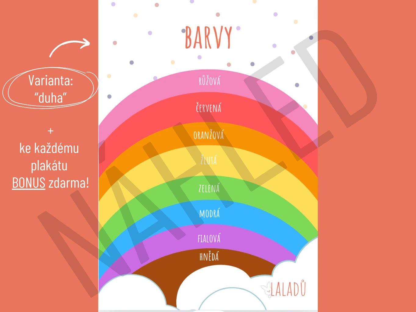 Duhový plakát Barvy pro malé děti a smyslové hraní