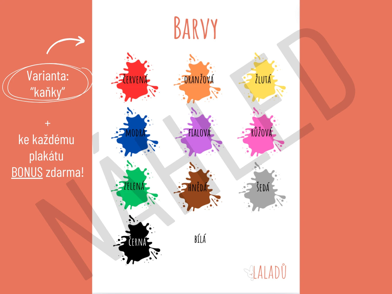 Sada plakátů Barvy A4 pro děti s bonusem Míchání barev