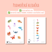 Podmořský svět hledačka pro děti zdarma s obrázky mořských živočichů