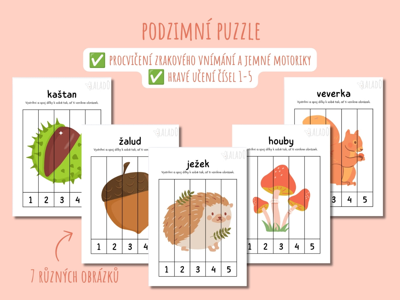 Podzimní pracovní listy na stříhání a skládání obrázků