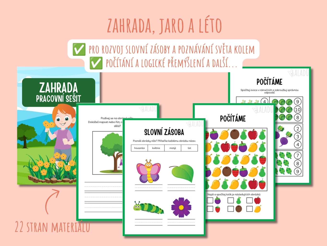 Pracovní listy na téma zahrada, příroda, jaro a léto