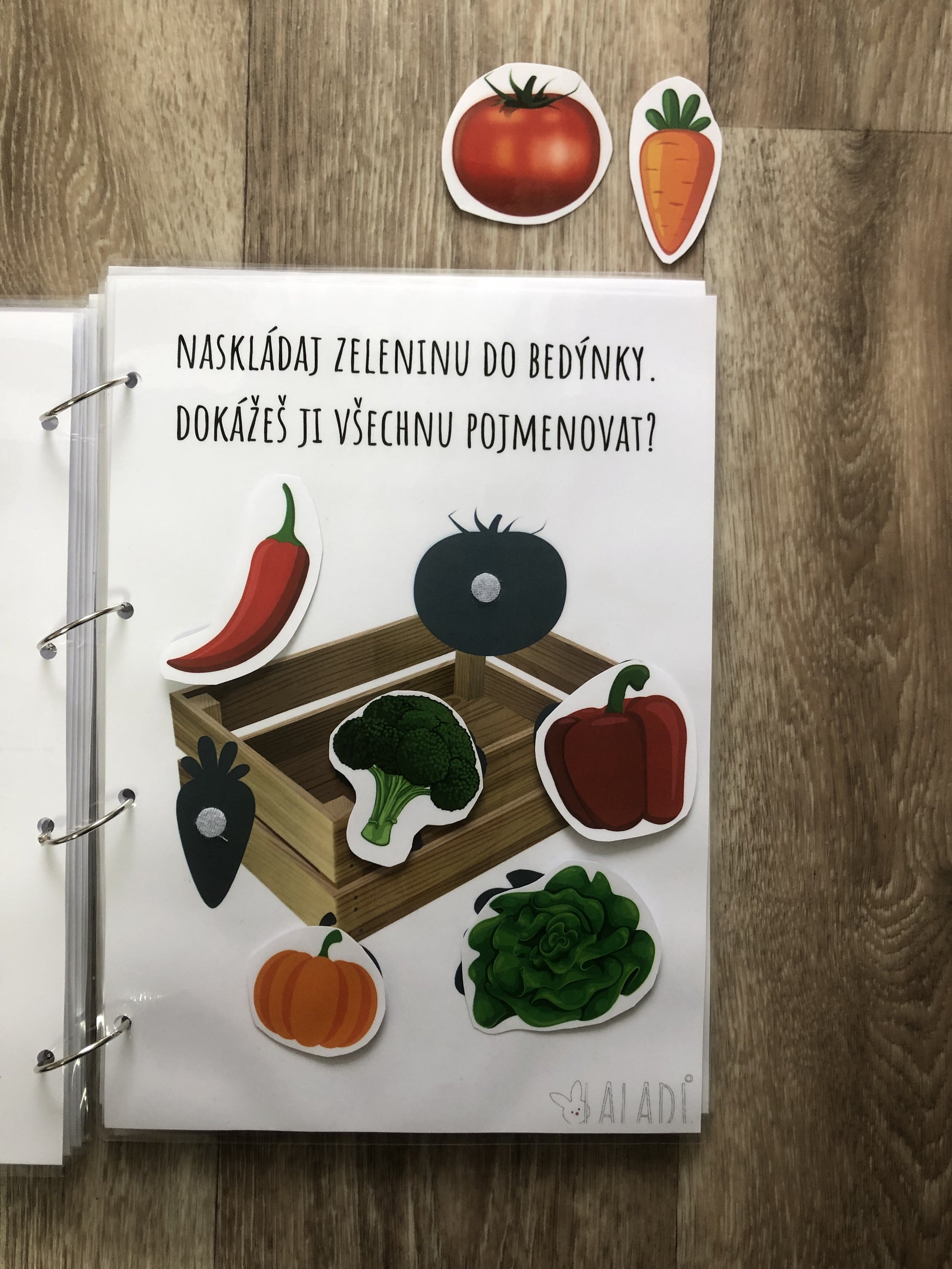 pracovní listy zelenina suchý zip