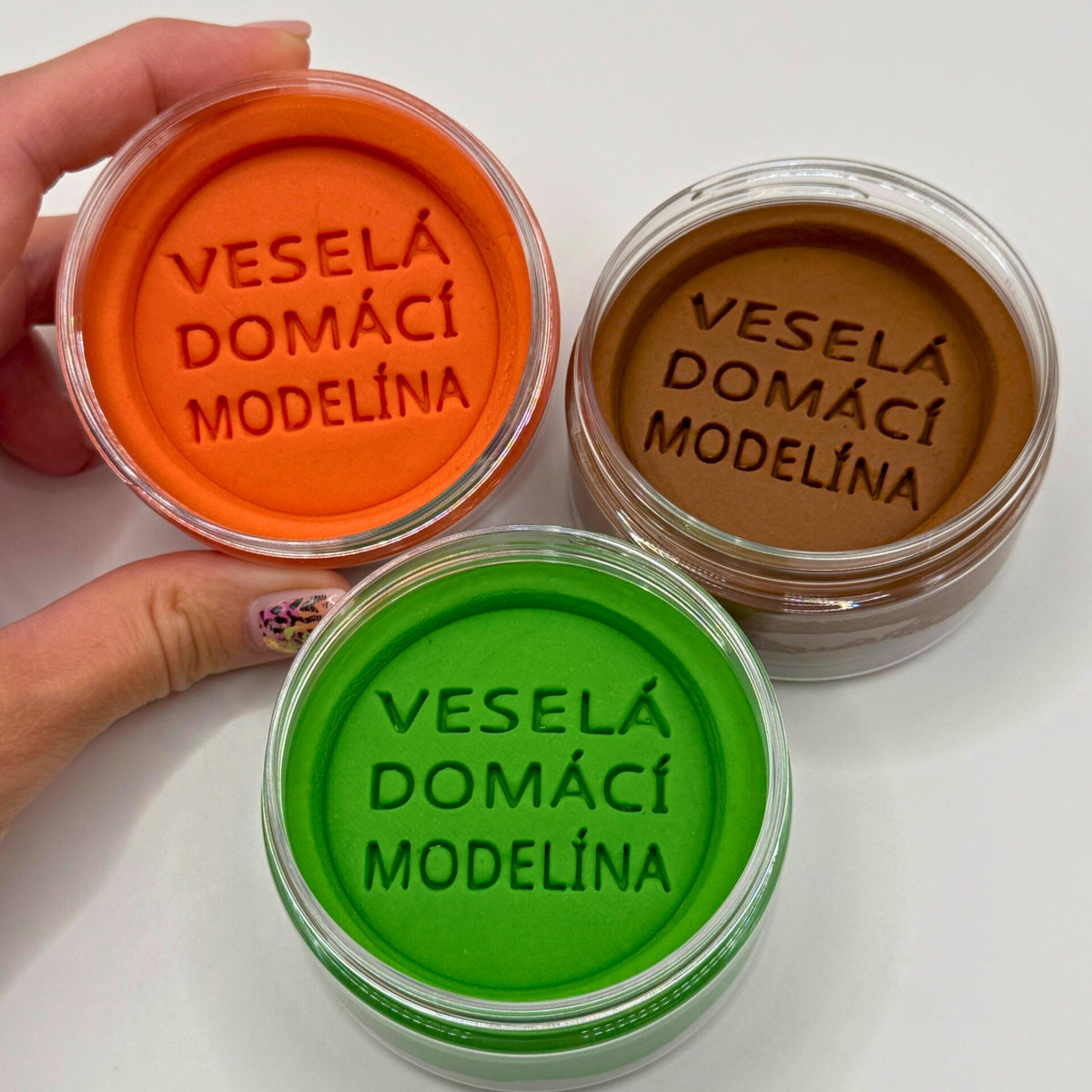 Bezpečná modelína pro děti - set oranžová, hnědá a zelená