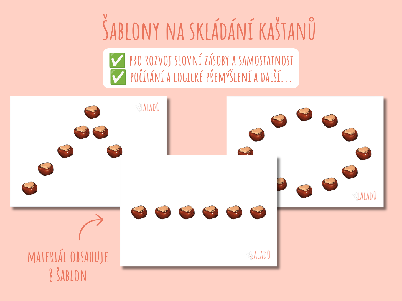 Šablony na skládání kaštanů pro děti zdarma ke stažení
