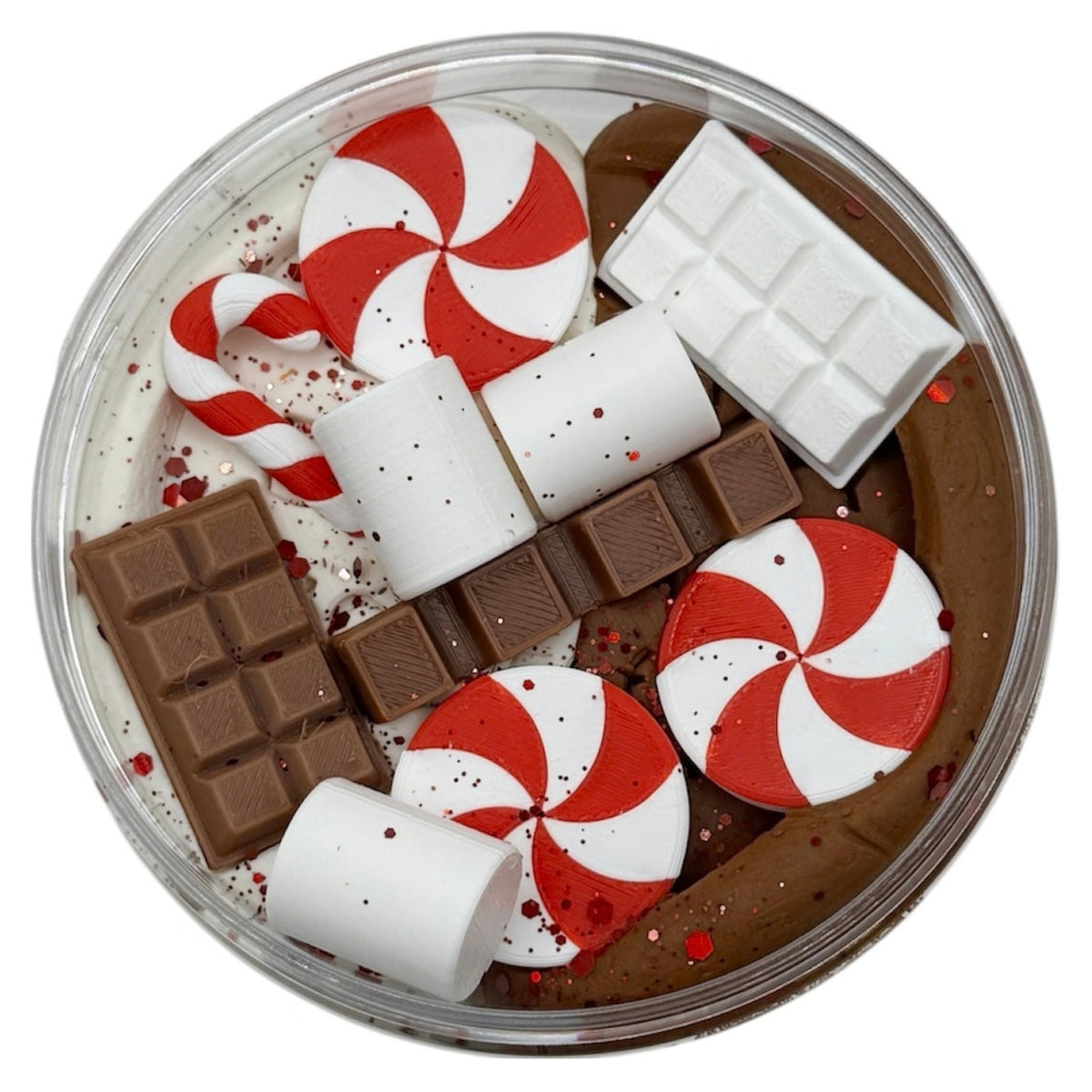Smyslová modelína Horká čokoláda s čokoládou, marshmallow a bonbony