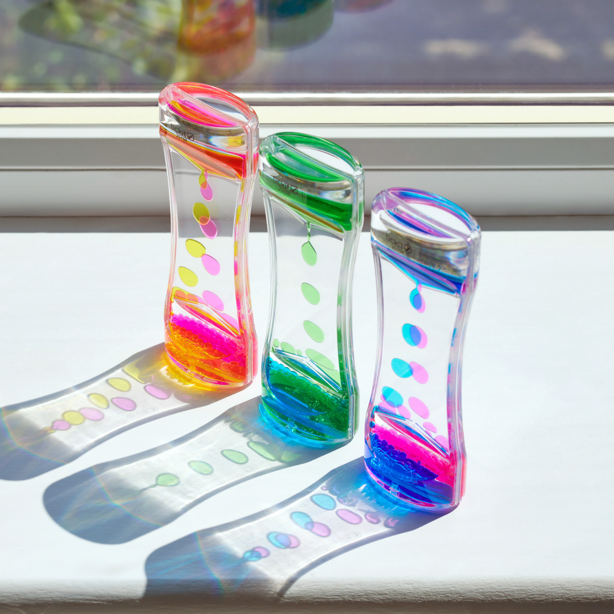 TickiT Sensory Dual Rainbow Cascade sada tří senzorických kapalinových válců