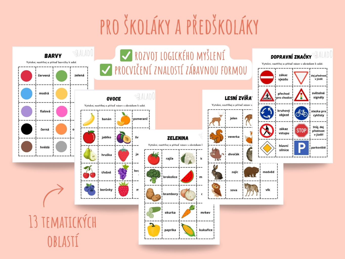 Výukové pexeso pro děti – obrázky a text pro rozvoj paměti